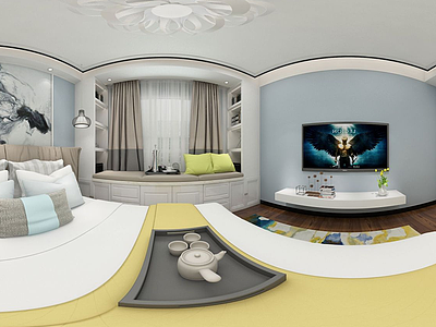 现代北欧卧室3d模型