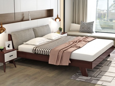 现代简约实木床3d模型