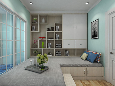 3d现代卧室客房休息室模型