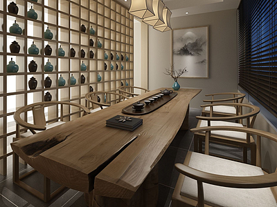 3d中式风格茶室模型