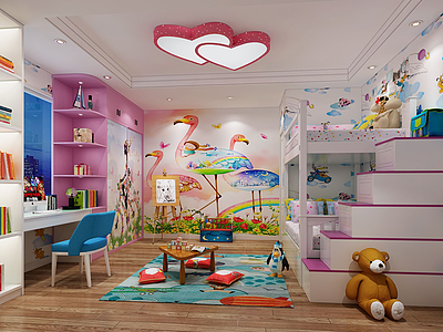 现代简约儿童房3d模型