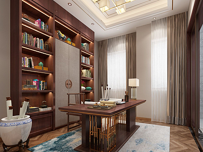 新中式书房模型