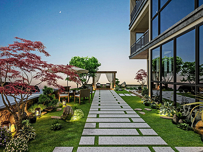 3d花园阳台景观模型