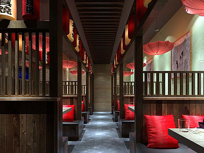 3d中式风格餐厅模型