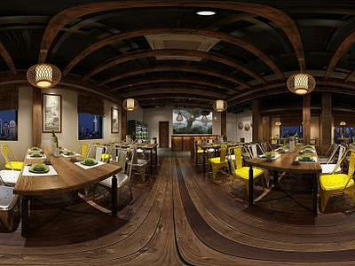 3d新中式餐饮店模型