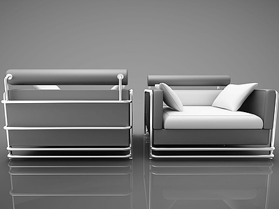 3d现代靠背沙发组合模型