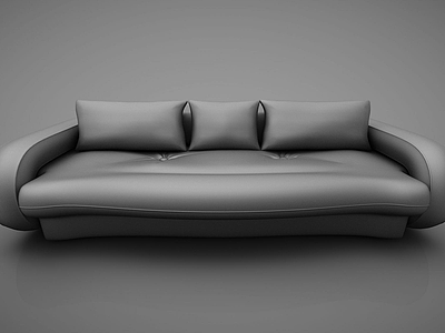 3d现代皮质三人沙发模型