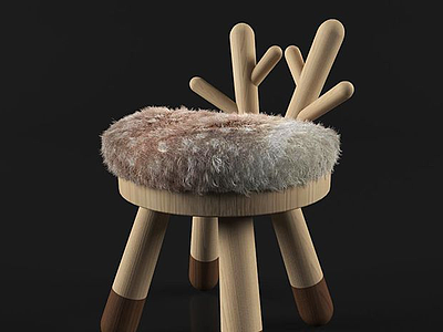 3d现代实木儿童凳子模型