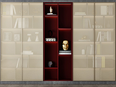 3d书柜酒柜装饰柜模型