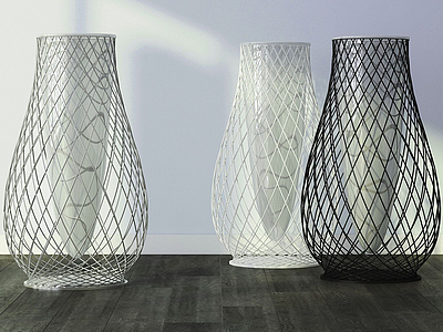 3d现代铁艺网式花瓶模型