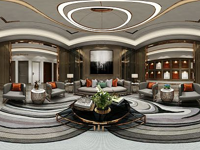 3d中式客厅沙发茶几模型