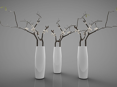 白色花瓶组合模型3d模型