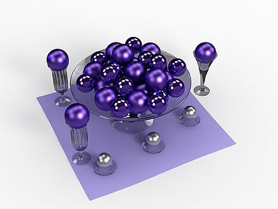 紫色彩球摆件模型3d模型