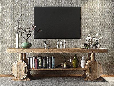 中式实木电视柜3d模型