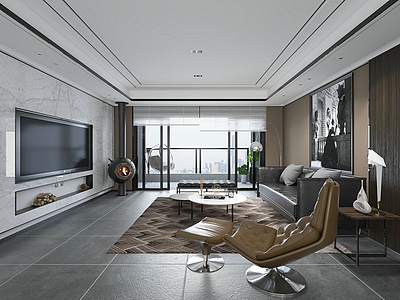 现代简约客厅3d模型
