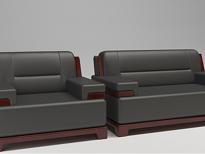 皮沙发组合模型3d模型