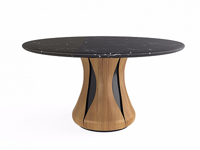 创意实木圆桌模型3d模型