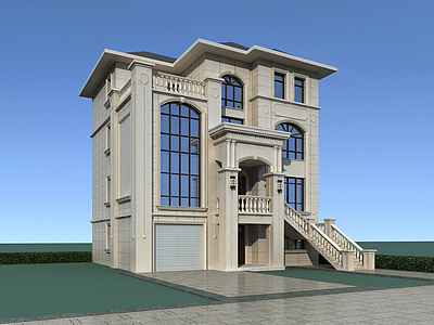 3d石材别墅模型