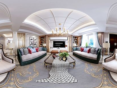 3d现代客厅沙发壁画组合模型