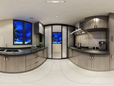 3d现代餐厨空间模型