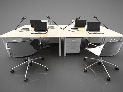 现代办公桌椅模型