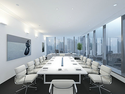 3d现代会议室办公室模型