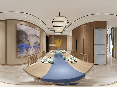 3d新中式餐厨空间模型
