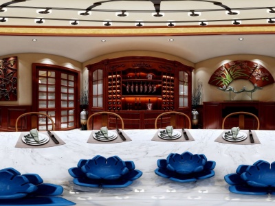 3d新中式餐厨空间模型