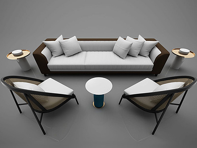 现代风格沙发茶几组合模型3d模型