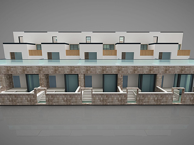 现代联排别墅风格3d模型