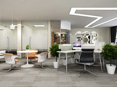 3d办公室休息区桌椅模型