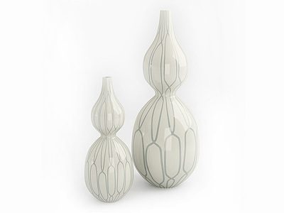 白色陶瓷瓶子组合模型3d模型