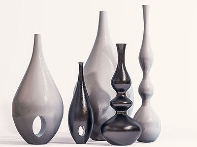 现代陶瓷瓶罐摆设模型3d模型