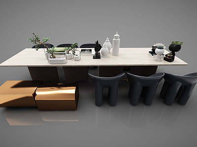 现代会议桌办公桌模型