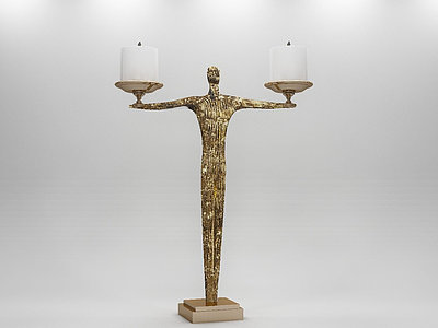 3d金属人物蜡烛摆件组合模型