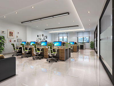 现代前台办公室3d模型