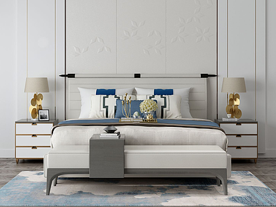 3d家具饰品组合卧室床模型