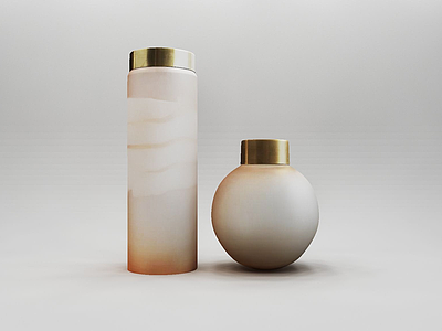 3d陶瓷瓶金属盖摆件组合模型