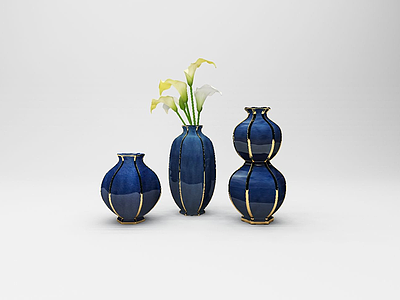 3d现代花瓶组合摆件模型