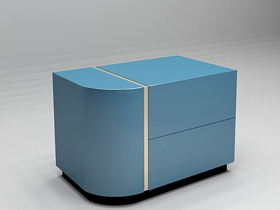 3d蓝色实木床头柜模型