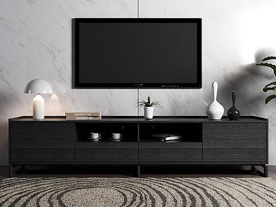 现代实木电视柜3d模型