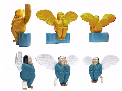 胖天使摆件组合模型3d模型