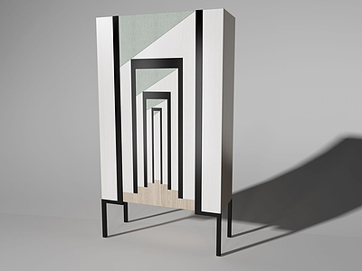 3d创意实木衣柜模型