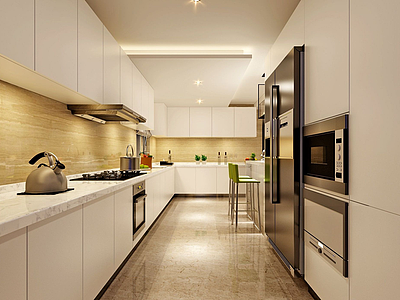 现代厨房空间3d模型