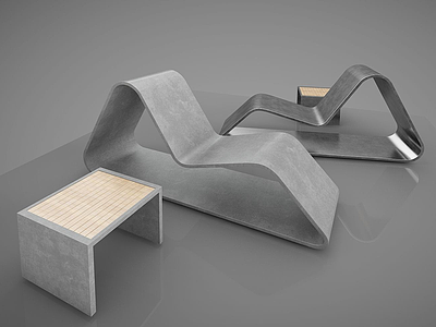 3d户外休息凳子钢板创意椅子模型