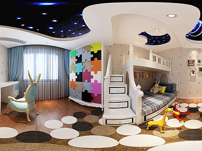 现代儿童房3d模型
