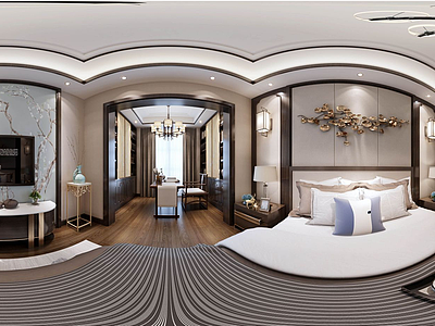 新中式风格卧室3d模型