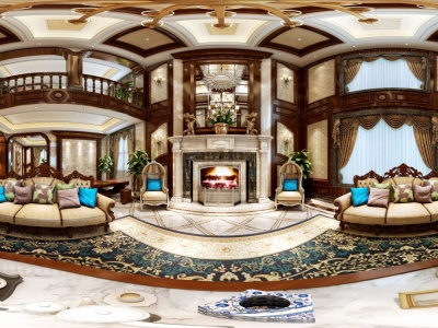 欧式别墅客厅3d模型