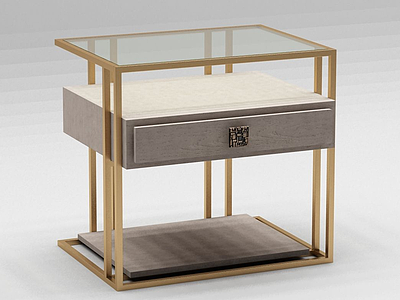 现代简约床头柜模型3d模型