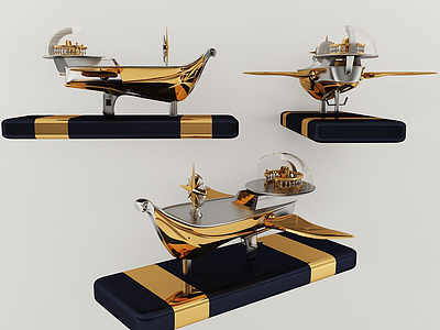 3d现代航海船摆件模型